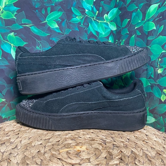 Puma suede crushed gem platform black suede lace sneakers - Picture 5 of 7